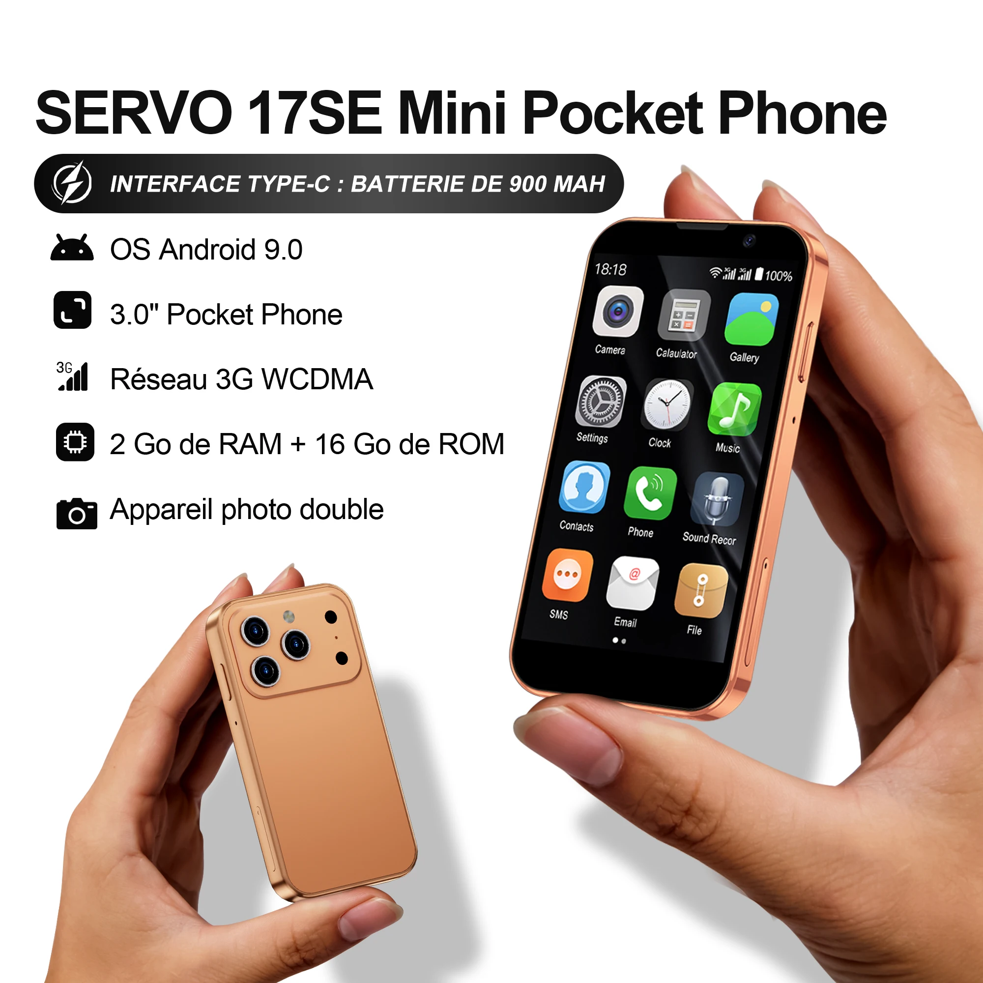 mini smartphone téléphone Écran 3.0 pouces ram 2gb + rom 16gb réseau 3g wcdma gps wifi double carte sim telephone portable mini smartphone pocket phone 3 pouces
