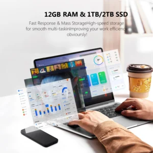 ordinateur portable xiaman ultra fin windows 11, 14,1 pouces, 12 go de ram, 1 to ssd, intel atom a3950, 1920*1080, ordinateur de bureau et d'étude