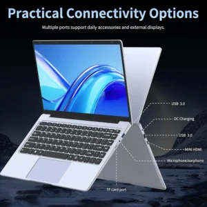 ordinateur portable xiaman 14,1 pouces, intel atom a3950 quad core, écran ips 1080p, windows 11 pro, ordinateur portable pour études, bureau et affaires
