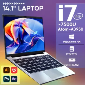 14.1 "i7 ordinateur portable windows 11 12gb ddr4 1tb 2tb ssd intel core i7 7500u intel a3950 1920*1080 bureau étude ordinateur portable
