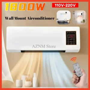 climatiseur mural portable 1800w avec télécommande, climatiseur split multifonctionnel pour la maison
