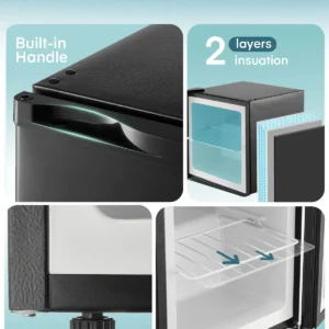 mini congélateur 32l, petit congélateur silencieux, réfrigérateur congélateur compact, idéal pour le bureau, le camping, l'extérieur, noir