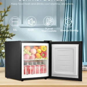 Maison mini congélateur 32l, petit congélateur silencieux, réfrigérateur congélateur compact, idéal pour le bureau, le camping, l'extérieur, noir