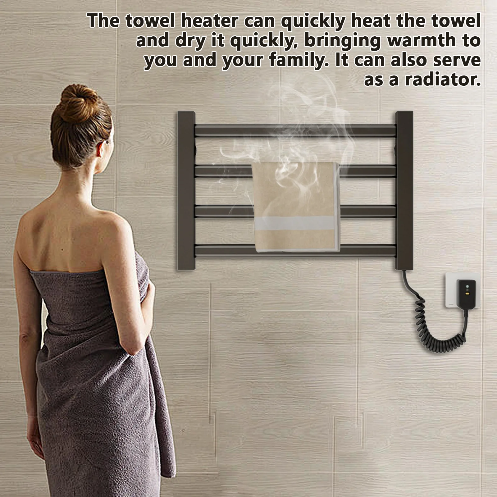 porte serviettes électrique intelligent pour salle de bain domestique, chauffage à température constante, installation sans perçage pour salle de bain porte serviettes électrique intelligent pour salle de bain domestique, chauffage à température constante, installation sans perçage pour salle de bain
