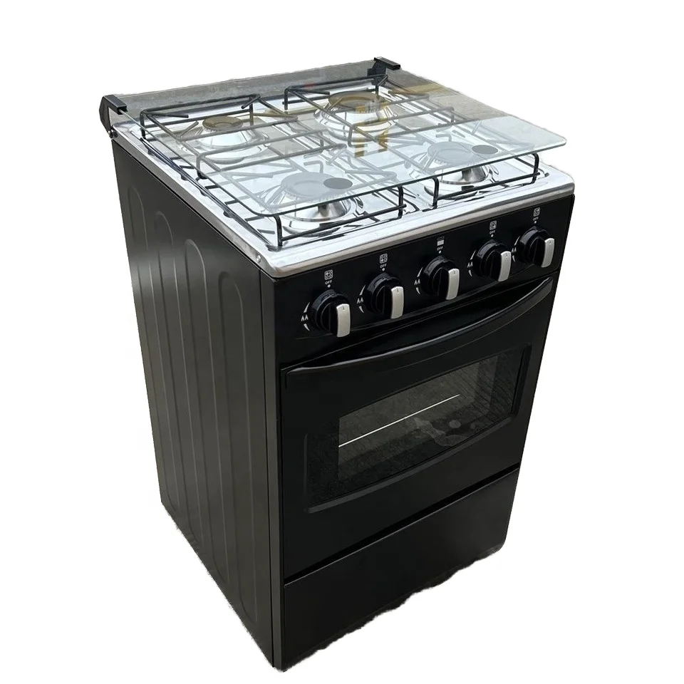 cuisinière à gaz à 4 brûleurs, cuisinière à gaz avec fonction de convection de four et de gril pour la maison autoportante cuisinière à gaz à 4 brûleurs, cuisinière à gaz avec fonction de convection de four et de gril pour la maison autoportante