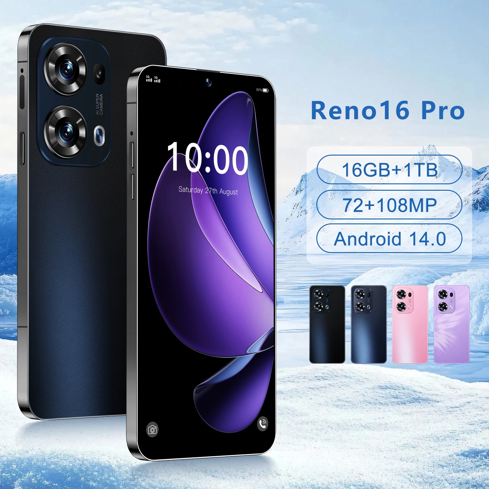 nouveau reno 16 pro 2026 de haute qualité, système intelligent 4g 5g double carte double veille, version globale, batterie 7800 mah nouveau reno 16 pro 2026 de haute qualité, système intelligent 4g 5g double carte double veille, version globale, batterie 7800 mah