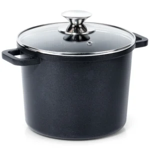 pot en granit avec couvercle en verre, haut grande, 4.2 l