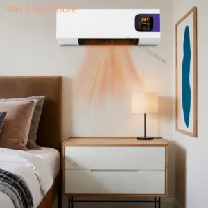 climatiseur mural portable 2000w, double usage, refroidissement et chauffage, avec télécommande pour chambre à coucher et bureau