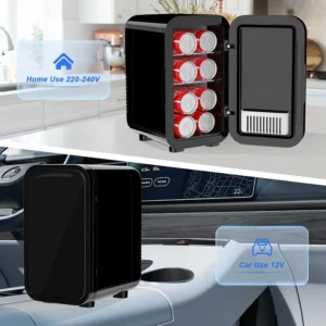 mini réfrigérateur, 6 litres/8 canettes, 220 240v ac/dc, refroidisseur thermoélectrique portable pour chambre à coucher