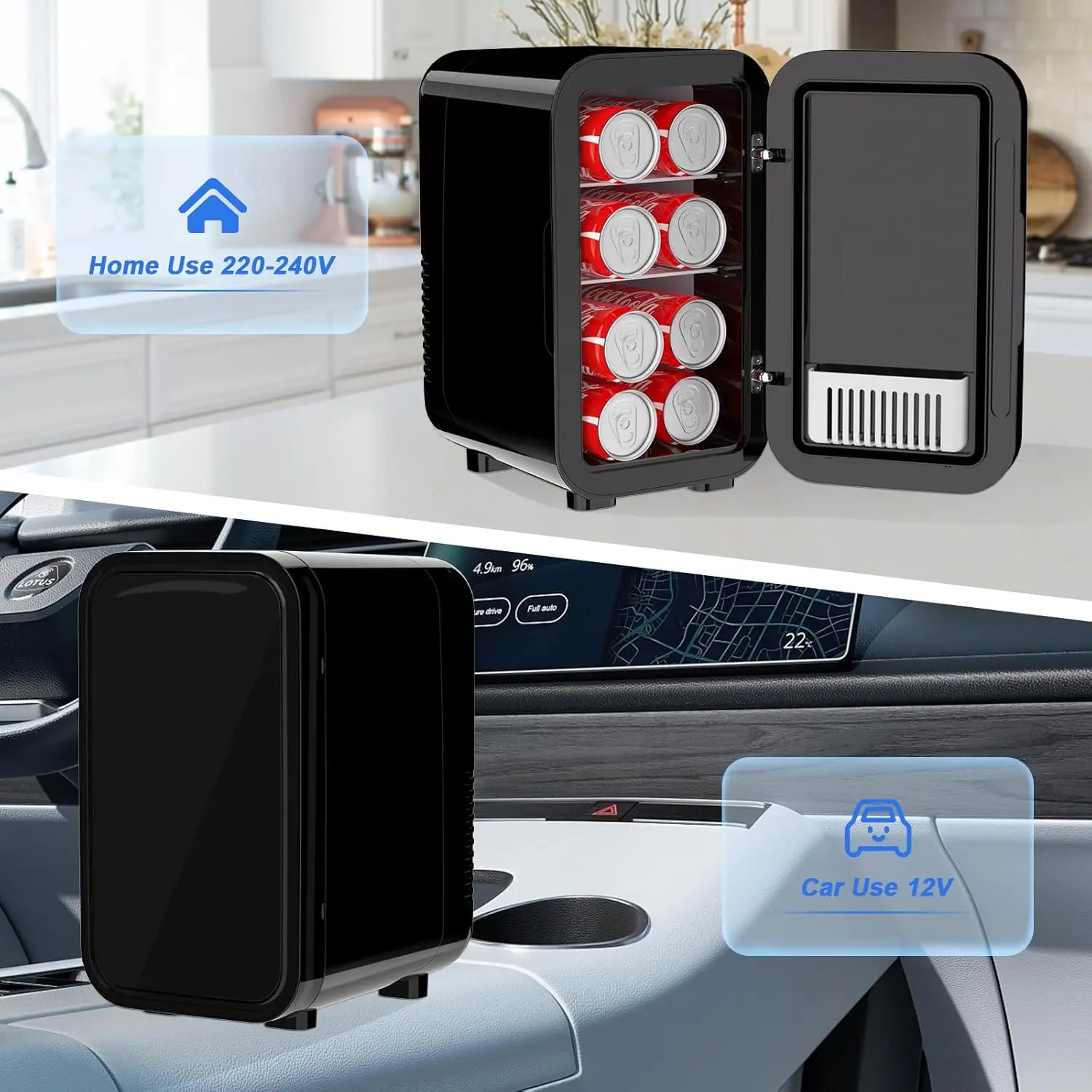 mini réfrigérateur, 6 litres/8 canettes, 220 240v ac/dc, refroidisseur thermoélectrique portable pour chambre à coucher mini réfrigérateur, 6 litres/8 canettes, 220 240v ac/dc, refroidisseur thermoélectrique portable pour chambre à coucher