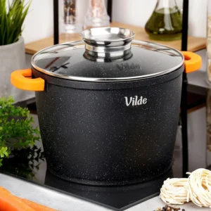 pot en granit avec couvercle en verre terruna aroma 24 cm, 6,7 l