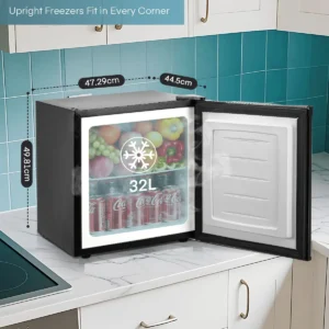 mini congélateur 32l, petit congélateur silencieux, réfrigérateur congélateur compact, idéal pour le bureau, le camping, l'extérieur, noir