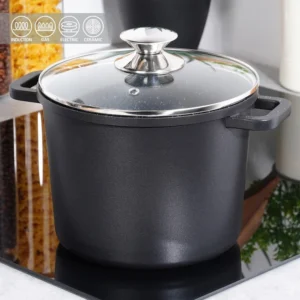 pot en granit avec couvercle en verre, haut grande, 4.2 l