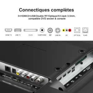 hkc 42q1l 42 pouces tv intelligent fhd vidaa dvb t2 s2 c complet Écran sharp hdr10 dolby audio port hdmi av jack 3,5mm