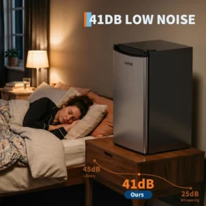 mini réfrigérateur sous comptoir, capacité 45 l, réfrigérateur autonome, contrôle de température réglable sur 5 niveaux, porte réversible, étagères amovibles, silencieux 41 db, petit réfrigérateur congélateur pour la maison et le bureau