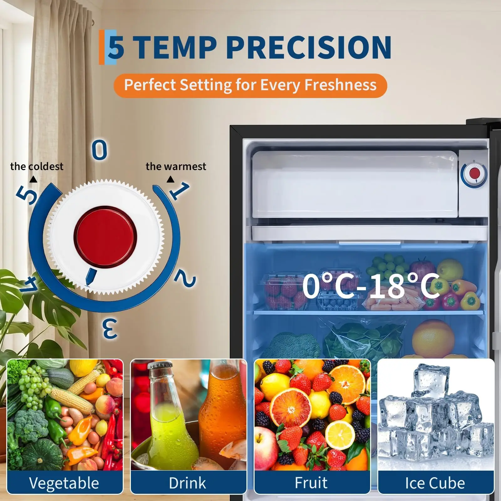 mini réfrigérateur sous comptoir, capacité 45 l, réfrigérateur autonome, contrôle de température réglable sur 5 niveaux, porte réversible, étagères amovibles, silencieux 41 db, petit réfrigérateur congélateur pour la maison et le bureau mini réfrigérateur sous comptoir, capacité 45 l, réfrigérateur autonome, contrôle de température réglable sur 5 niveaux, porte réversible, étagères amovibles, silencieux 41 db, petit réfrigérateur congélateur pour la maison et le bureau