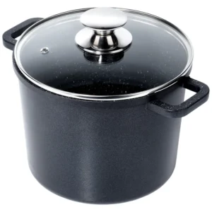 pot en granit avec couvercle en verre, haut grande, 4.2 l