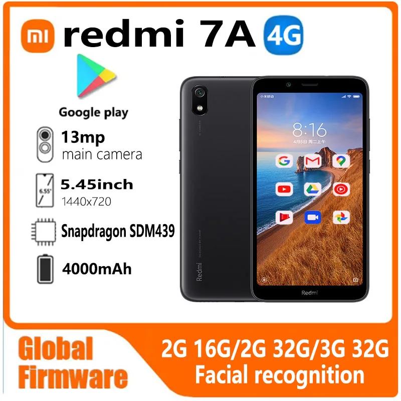 xiaomi smartphone redmi 7a, micrologiciel global, 4g, 5.45 pouces, 1440 × 720, 13mp, qualcomm snapdragon 439, reconnaissance qualifiée ale, téléphone d'occasion xiaomi smartphone redmi 7a, micrologiciel global, 4g, 5.45 pouces, 1440 × 720, 13mp, qualcomm snapdragon 439, reconnaissance qualifiée ale, téléphone d'occasion