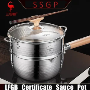 certification lfgb 99.9% antibactérien en acier inoxydable 316l, pot léger japonais yukihira pour la cuisine familiale
