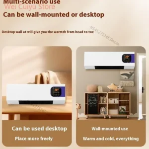 climatiseur mural portable 2000w, double usage, refroidissement et chauffage, avec télécommande pour chambre à coucher et bureau