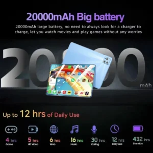 nouvelle tablette pc ipad air pro 2026, version mondiale, 24 go + 2 to de stockage, android 16, batterie de 20 000 mah, 5g wifi, écran hd, pour le jeu