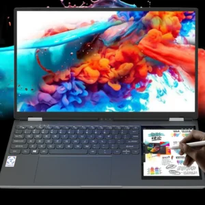 ordinateur portable double écran 15.6 "ips + 7" écran tactile 16g ddr4 128gb 2tb ssd processeur intel n95 n100 windows11 ordinateur portable identification faciale