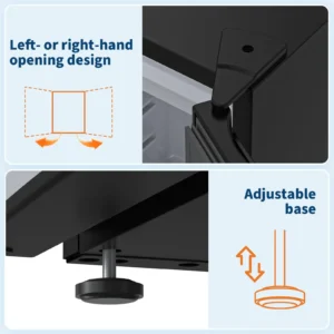 mini réfrigérateur sous comptoir, capacité 45 l, réfrigérateur autonome, contrôle de température réglable sur 5 niveaux, porte réversible, étagères amovibles, silencieux 41 db, petit réfrigérateur congélateur pour la maison et le bureau