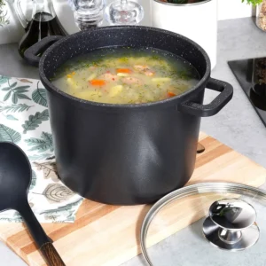 pot en granit avec couvercle en verre, haut grande, 4.2 l
