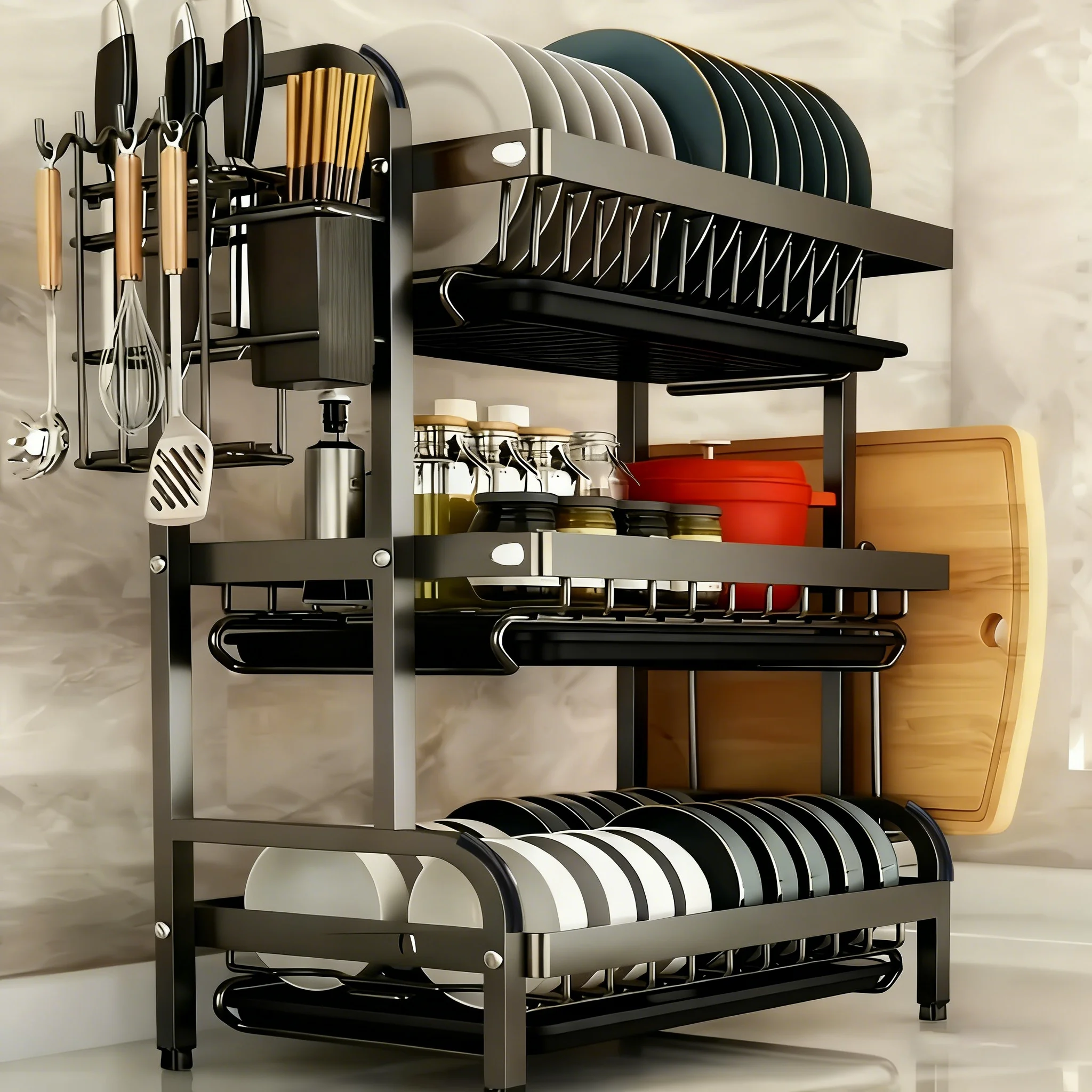 grand égouttoir à vaisselle vertical à 2 3 niveaux/support à ustensiles, égouttoir de cuisine avec système de drainage rapide, support pour couteaux et fourchettes, rangement pour planches à découper, séchoir à vaisselle organisateur d'ustensiles multifonctionnel en acier au carbone robuste, adapté aux bols, assiettes et ustensiles de cuisine Égouttoir à vaisselle moderne en métal, gain de place, pour comptoir ou placard, design minimaliste, construction robuste, idéal pour les petites cuisines, séchoir à vaisselle après lavage, égouttoir à vaisselle grand égouttoir à vaisselle vertical à 2 3 niveaux/support à ustensiles, égouttoir de cuisine avec système de drainage rapide, support pour couteaux et fourchettes, rangement pour planches à découper, séchoir à vaisselle organisateur d'ustensiles multifonctionnel en acier au carbone robuste, adapté aux bols, assiettes et ustensiles de cuisine Égouttoir à vaisselle moderne en métal, gain de place, pour comptoir ou placard, design minimaliste, construction robuste, idéal pour les petites cuisines, séchoir à vaisselle après lavage, égouttoir à vaisselle