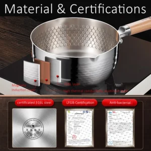 certification lfgb 99.9% antibactérien en acier inoxydable 316l, pot léger japonais yukihira pour la cuisine familiale