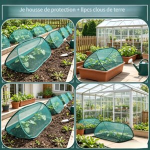 ensemble de protection de plantes à mailles éclatantes 12 pièces : 1 housse + 11 piquets de terre, kit de protection de jardin haut de gamme, filet oiseaux et insectes à mailles fines pour légumes, fruits et fleurs, tente abris de jardin réutilisable pour arceaux, filet oiseaux extra stable pour plantes d'extérieur, protection respirante pour semis, housse de protection pour jardinière surélevée, protection nuisibles pour jardin et terrasse, protecteur de plantes facile à