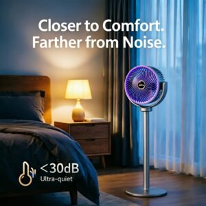 ventilateur de sol 3 en 1 hauteur réglable / 5 vitesses de vent réglables / interface de chargement type c / chargement usb / ventilateur de sol pour salon / unités de cycle d'air verticales et indépendantes / support facile / batterie 2400mah / choix idéal pour le refroidissement estival