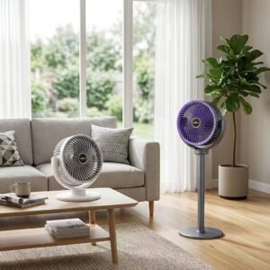 ventilateur de sol 3 en 1 hauteur réglable / 5 vitesses de vent réglables / interface de chargement type c / chargement usb / ventilateur de sol pour salon / unités de cycle d'air verticales et indépendantes / support facile / batterie 2400mah / choix idéal pour le refroidissement estival