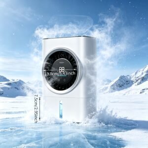 double débit d'air pour une fraîcheur pure, refroidisseur de bureau à refroidissement semi conducteur et ventilateur humidificateur portable à brume glacée convient aux maisons et cuisines. avec plusieurs vitesses de vent et trois modes de pulvérisation, ses pales de ventilateur bioniques