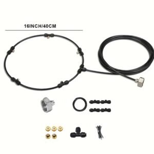 brumisateur de refroidissement portable sans batterie système d'arrosage humidificateur noir standard ue pour jardin, terrasse et cour contrôle de l'humidité santé, rafraîchisseur extérieur, support décoratif en métal