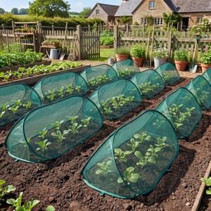 Maison ensemble de protection de plantes à mailles éclatantes 12 pièces : 1 housse + 11 piquets de terre, kit de protection de jardin haut de gamme, filet oiseaux et insectes à mailles fines pour légumes, fruits et fleurs, tente abris de jardin réutilisable pour arceaux, filet oiseaux extra stable pour plantes d'extérieur, protection respirante pour semis, housse de protection pour jardinière surélevée, protection nuisibles pour jardin et terrasse, protecteur de plantes facile à