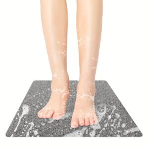 tapis de douche antidérapant : tapis de bain en luffa doux et confortable, tapis carré de 53x53cm, tapis de sol de salle de bain en pvc durable, coussinet de pieds anti chute, tapis de baignoire facile à nettoyer et séchage rapide, lavable en machine, convient pour les douches intérieures, accessoires de décoration de salle de bain