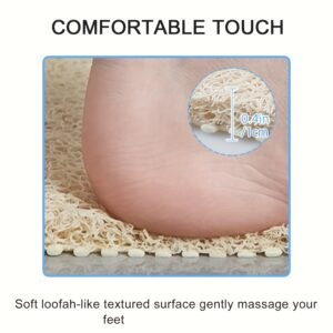 tapis de douche antidérapant : tapis de bain en luffa doux et confortable, tapis carré de 53x53cm, tapis de sol de salle de bain en pvc durable, coussinet de pieds anti chute, tapis de baignoire facile à nettoyer et séchage rapide, lavable en machine, convient pour les douches intérieures, accessoires de décoration de salle de bain