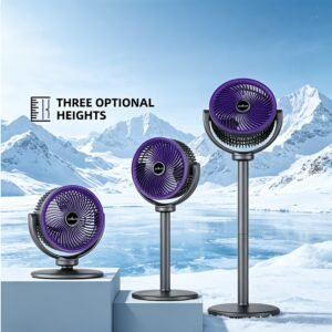 ventilateur de sol 3 en 1 hauteur réglable / 5 vitesses de vent réglables / interface de chargement type c / chargement usb / ventilateur de sol pour salon / unités de cycle d'air verticales et indépendantes / support facile / batterie 2400mah / choix idéal pour le refroidissement estival