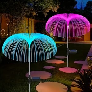 1 pack de 7 lampes solaires d'extérieur changeant de couleur, lumières méduses, Éclairage décoratif pour allée, pelouse et jardin