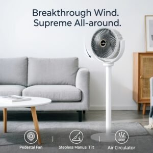 ventilateur de sol 3 en 1 hauteur réglable / 5 vitesses de vent réglables / interface de chargement type c / chargement usb / ventilateur de sol pour salon / unités de cycle d'air verticales et indépendantes / support facile / batterie 2400mah / choix idéal pour le refroidissement estival