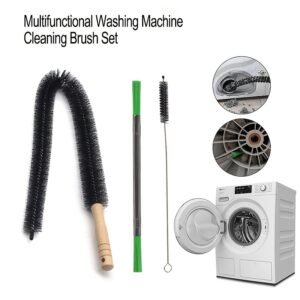 ensemble de 3 brosses de nettoyage pour machine à laver : brosses spécialisées et éponges manuelles idéales pour les environnements de salle de bain et de cuisine. Élimine la poussière et les débris des intérieurs des machines à laver et des sèche linge.