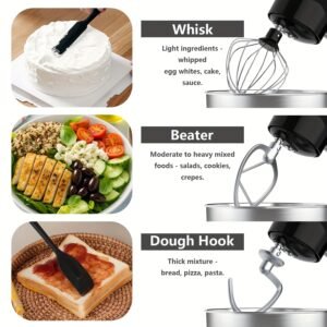 robot culinaire 3 en 1, mélangeur inclinable 10 vitesses avec bouton pulse, incluant bol en acier inoxydable de 5,5 l, crochet à pâte, mélangeur, batteur à Œufs, spatule