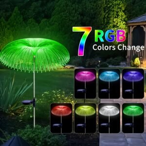 1 pack de 7 lampes solaires d'extérieur changeant de couleur, lumières méduses, Éclairage décoratif pour allée, pelouse et jardin