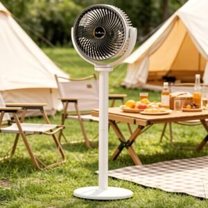 ventilateur de sol 3 en 1 hauteur réglable / 5 vitesses de vent réglables / interface de chargement type c / chargement usb / ventilateur de sol pour salon / unités de cycle d'air verticales et indépendantes / support facile / batterie 2400mah / choix idéal pour le refroidissement estival