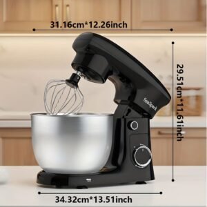 robot culinaire 3 en 1, mélangeur inclinable 10 vitesses avec bouton pulse, incluant bol en acier inoxydable de 5,5 l, crochet à pâte, mélangeur, batteur à Œufs, spatule