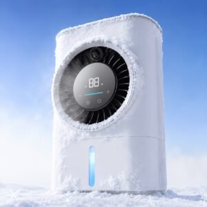 double débit d'air pour une fraîcheur pure, refroidisseur de bureau à refroidissement semi conducteur et ventilateur humidificateur portable à brume glacée convient aux maisons et cuisines. avec plusieurs vitesses de vent et trois modes de pulvérisation, ses pales de ventilateur bioniques
