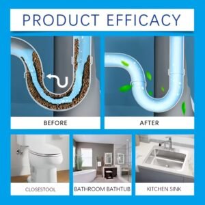 poudre déboucheur puissante outil déboucheur de canalisations toutes situations, dissout rapidement cheveux et graisse, déodorise et empêche les obstructions, convient pour cuisine, salle de bain, toilettes