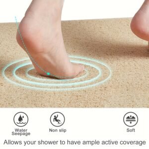 tapis de douche antidérapant : tapis de bain en luffa doux et confortable, tapis carré de 53x53cm, tapis de sol de salle de bain en pvc durable, coussinet de pieds anti chute, tapis de baignoire facile à nettoyer et séchage rapide, lavable en machine, convient pour les douches intérieures, accessoires de décoration de salle de bain