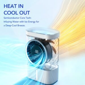 double débit d'air pour une fraîcheur pure, refroidisseur de bureau à refroidissement semi conducteur et ventilateur humidificateur portable à brume glacée convient aux maisons et cuisines. avec plusieurs vitesses de vent et trois modes de pulvérisation, ses pales de ventilateur bioniques
